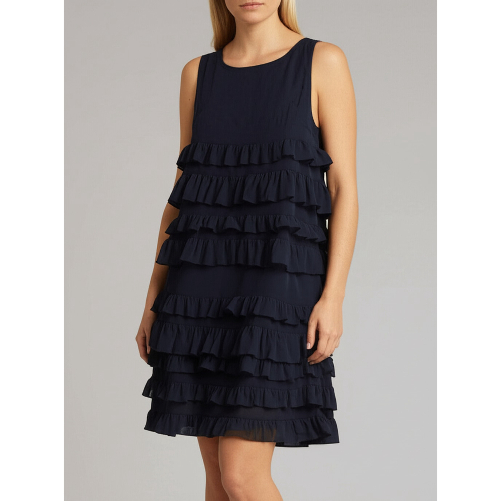 Donna Black Sleeveless Tiered Dress, Size XL (PTP 19-21.5”)